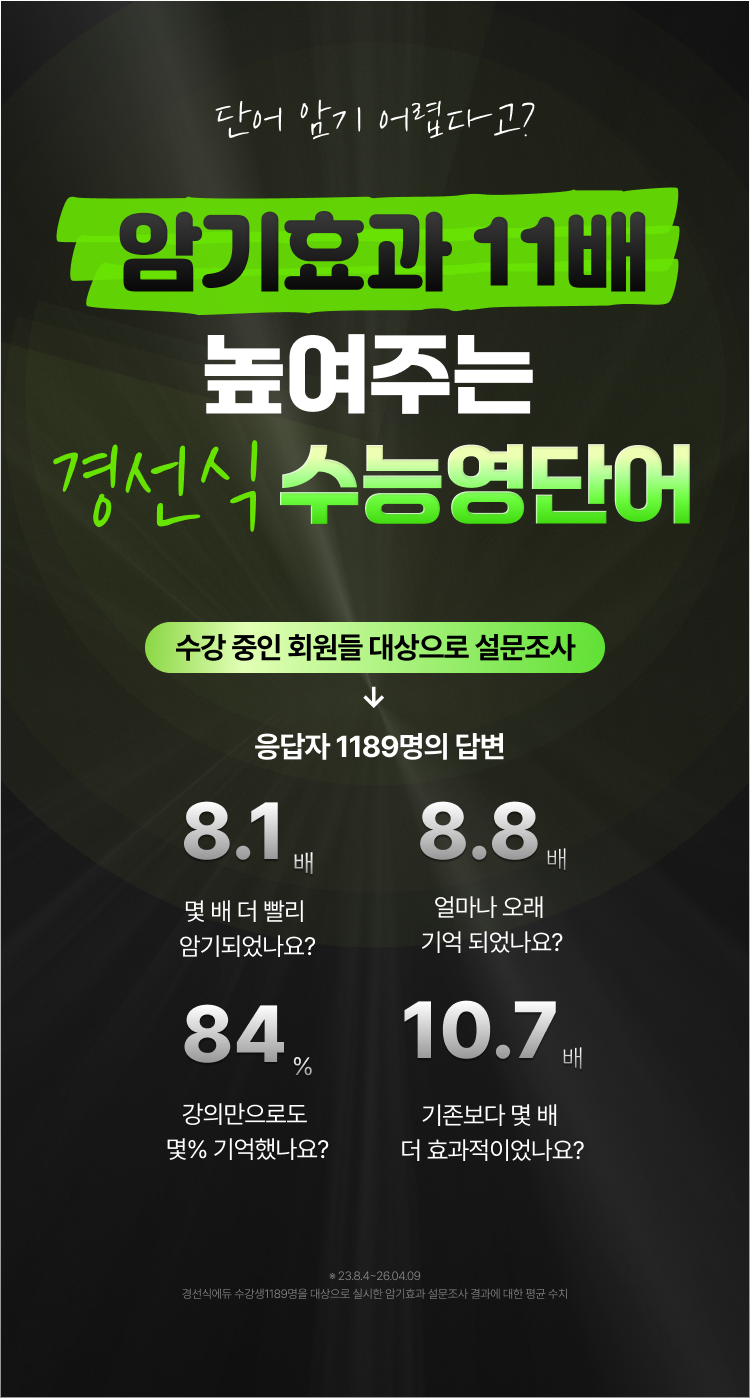 단어 암기 어렵다고? 암기효과 10배 높여주는 경선식 수능영단어